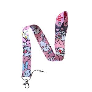 Anime Sanrio Hello Kitty Kuromi and My Melody Neck Strap Pink One Size Lanyard A
